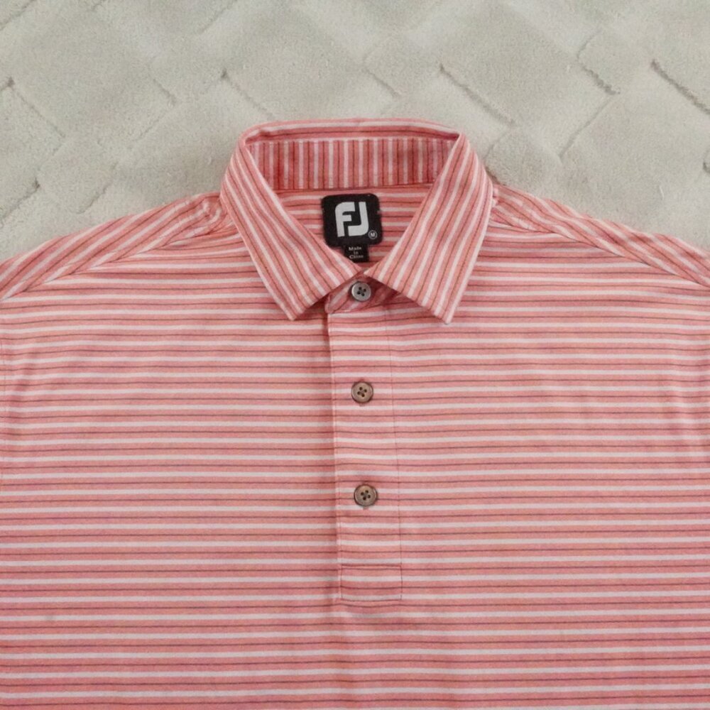 FootJoy Performance Polo Shirt Mens Medium Striped Golf Preppy Casual (NO Logos)